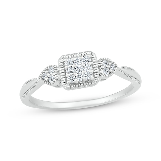 KAY Lab-Grown diamonds Cushion-Shaped Multi-Stone Promise Ring 1/8 ct tw 10K White Gold