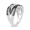 Thumbnail Image 2 of Black & White Diamond Crossover Ring 1/2 ct tw Sterling Silver