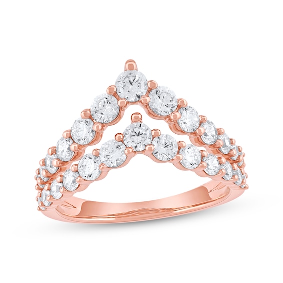 KAY Lab-Grown Diamonds Two-Row Chevron Fashion Ring 1-1/2 ct tw 10K Rose Gold