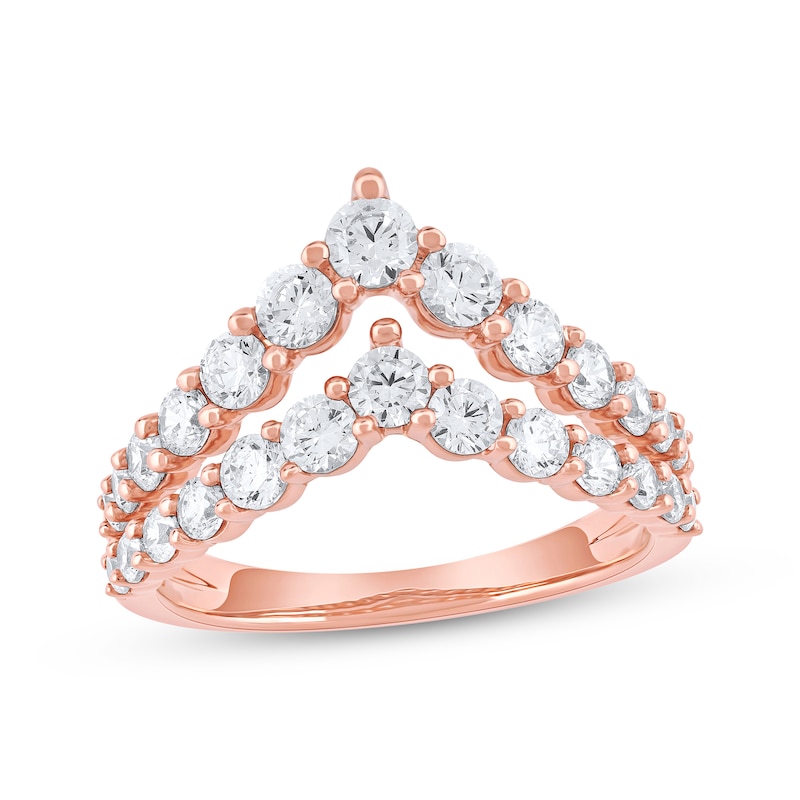 Main Image 1 of KAY Lab-Grown Diamonds Two-Row Chevron Fashion Ring 1-1/2 ct tw 10K Rose Gold