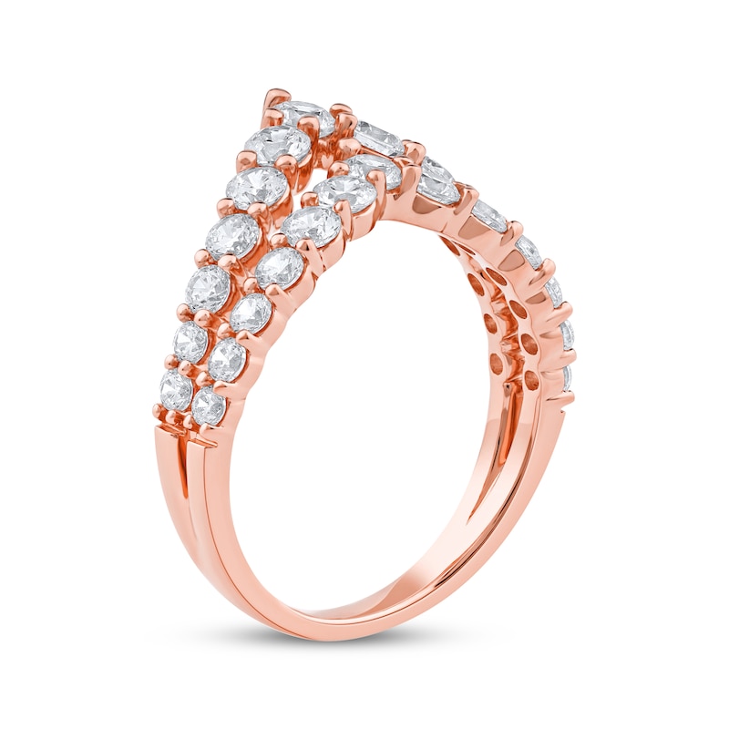 Main Image 2 of KAY Lab-Grown Diamonds Two-Row Chevron Fashion Ring 1-1/2 ct tw 10K Rose Gold