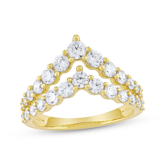 Lab-Created Diamonds by KAY Two-Row Chevron Fashion Ring 1-1/2 ct tw 10K Yellow Gold