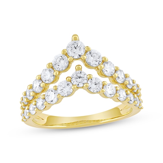 KAY Lab-Grown Diamonds Two-Row Chevron Fashion Ring 1-1/2 ct tw 10K Yellow Gold