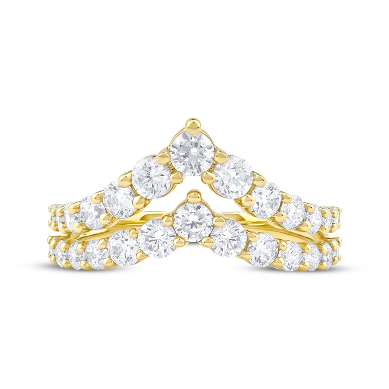 Main Image 3 of KAY Lab-Grown Diamonds Two-Row Chevron Fashion Ring 1-1/2 ct tw 10K Yellow Gold