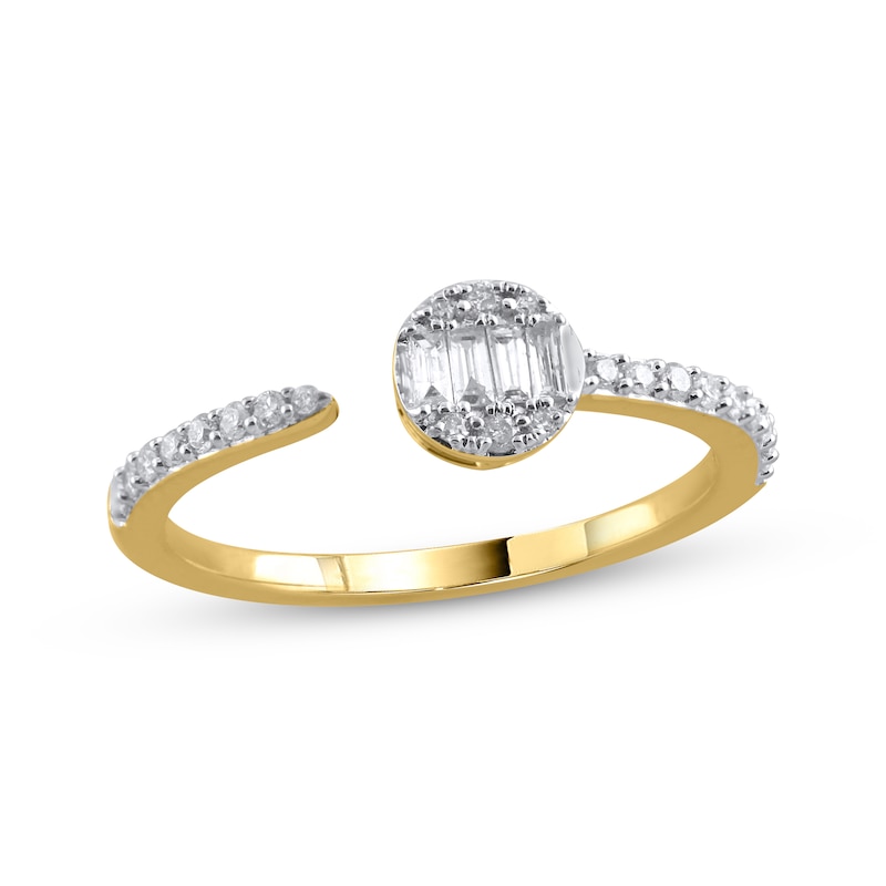 Baguette & Round-Cut Diamond Deconstructed Ring 1/4 ct tw 10K Yellow Gold