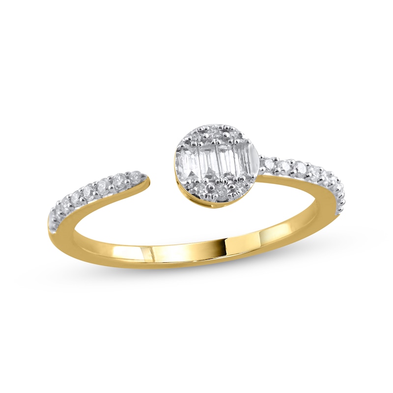Main Image 1 of Baguette & Round-Cut Diamond Deconstructed Ring 1/4 ct tw 10K Yellow Gold