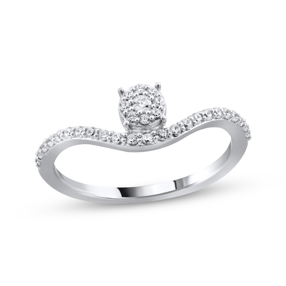 Diamond Wave Ring 1/5 ct tw 10K White Gold