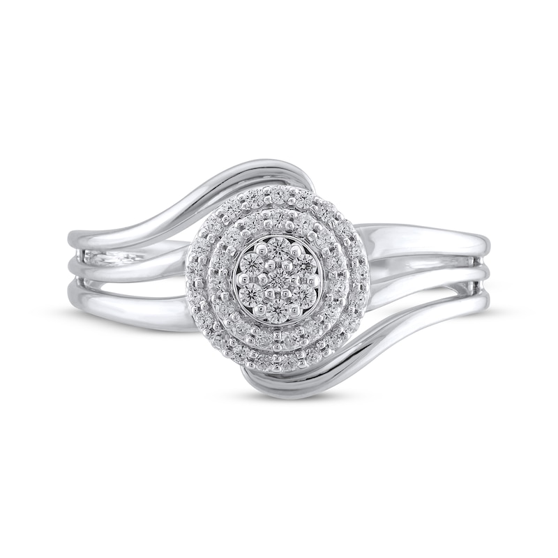 Main Image 3 of Diamond Double Halo Curve Ring 1/5 ct tw 10K White Gold