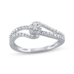 Multi-Diamond Bypass Ring 1/3 ct tw 10K White Gold