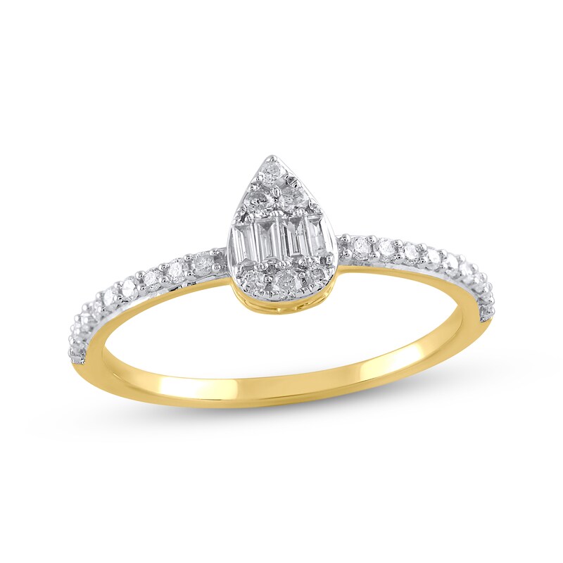Main Image 1 of Multi-Diamond Teardrop Promise Ring 1/4 ct tw 10K Yellow Gold