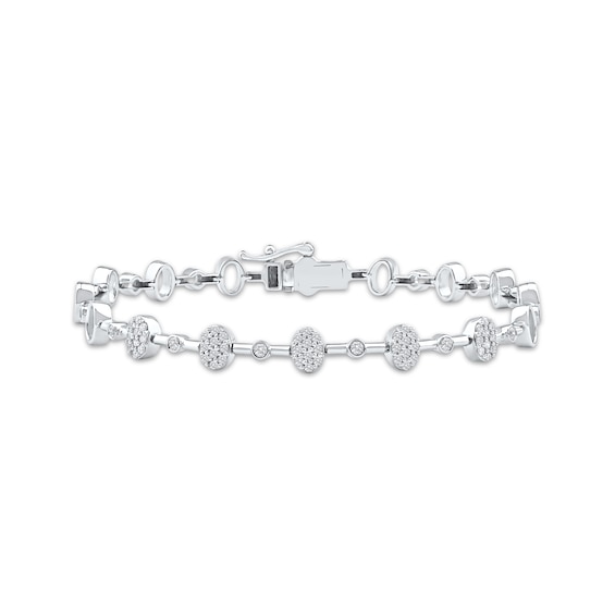 KAY Lab-Grown Diamonds Multi-Stone Oval Link Bracelet 1/2 ct tw 10K White Gold 7.25"