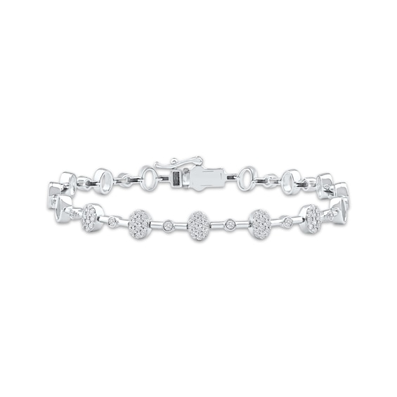 Lab-Created Diamonds by KAY Multi-Stone Oval Link Bracelet 1/2 ct tw 10K White Gold 7.25"