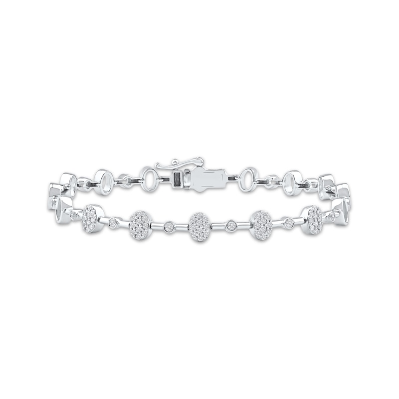 Main Image 1 of KAY Lab-Grown Diamonds Multi-Stone Oval Link Bracelet 1/2 ct tw 10K White Gold 7.25&quot;