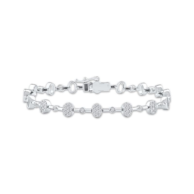 Lab-Created Diamonds by KAY Multi-Stone Oval Link Bracelet 1/2 ct tw 10K White Gold 7.25"