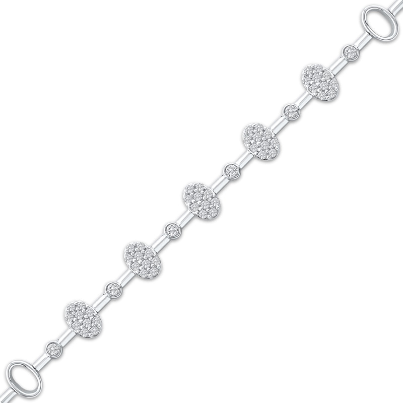 Lab-Created Diamonds by KAY Multi-Stone Oval Link Bracelet 1/2 ct tw 10K White Gold 7.25"