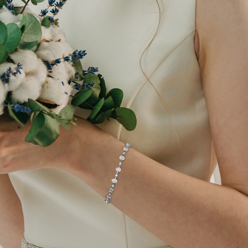 Main Image 4 of KAY Lab-Grown Diamonds Multi-Stone Oval Link Bracelet 1/2 ct tw 10K White Gold 7.25&quot;