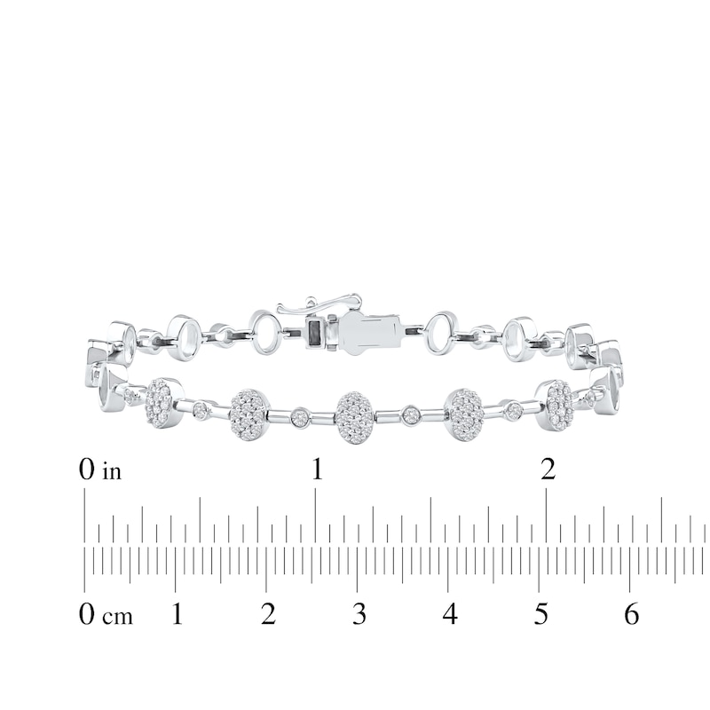 Main Image 5 of KAY Lab-Grown Diamonds Multi-Stone Oval Link Bracelet 1/2 ct tw 10K White Gold 7.25&quot;