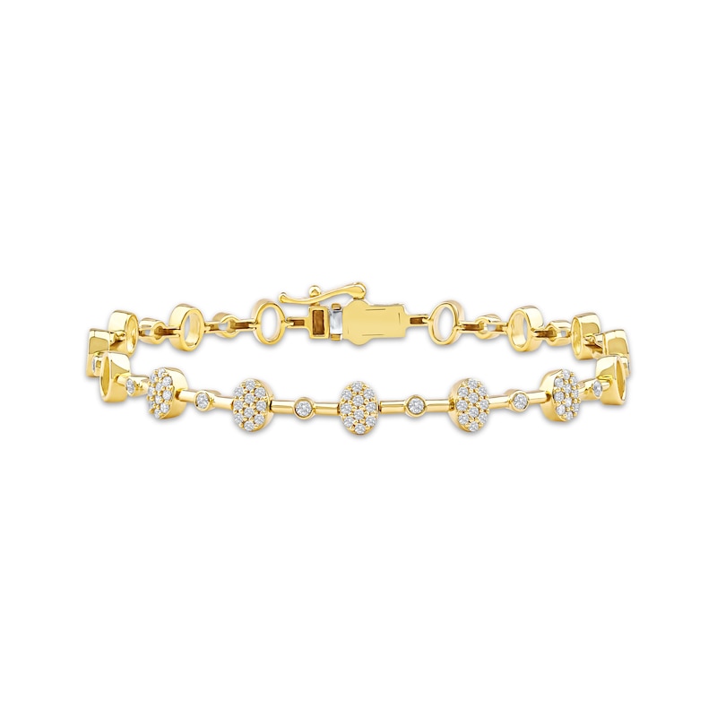 Main Image 1 of KAY Lab-Grown Diamonds Multi-Stone Oval Link Bracelet 1/2 ct tw 10K Yellow Gold 7.25&quot;