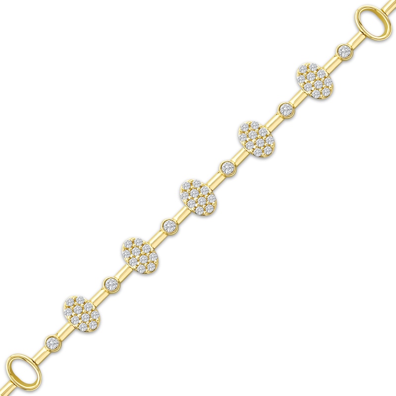 Main Image 2 of KAY Lab-Grown Diamonds Multi-Stone Oval Link Bracelet 1/2 ct tw 10K Yellow Gold 7.25&quot;