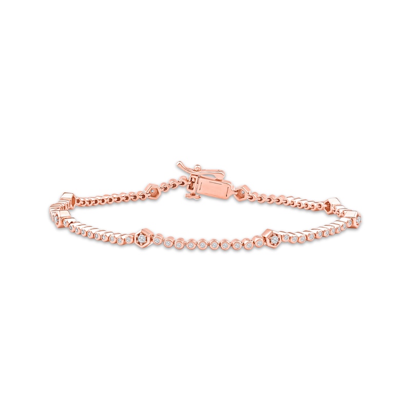 Lab-Created Diamonds by KAY Hexagon Station Bracelet 1/2 ct tw 10K Rose Gold 7.25"