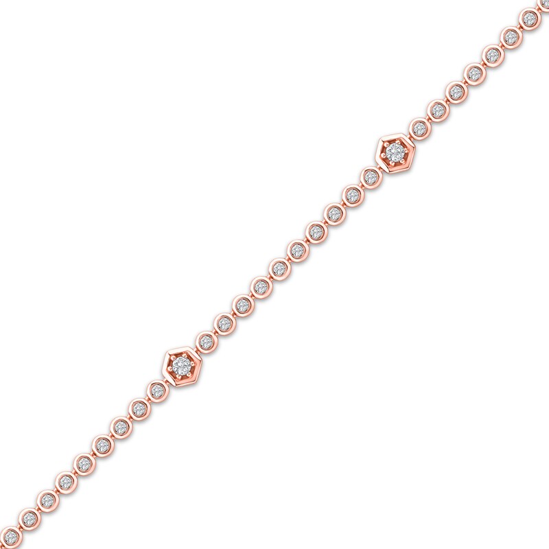 Main Image 2 of KAY Lab-Grown Diamonds Hexagon Station Bracelet 1/2 ct tw 10K Rose Gold 7.25&quot;