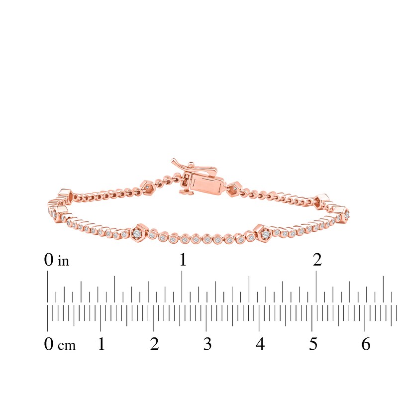 Main Image 5 of KAY Lab-Grown Diamonds Hexagon Station Bracelet 1/2 ct tw 10K Rose Gold 7.25&quot;