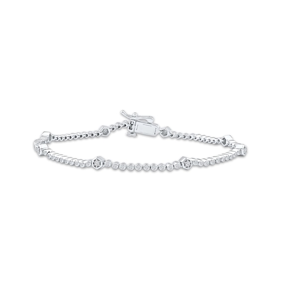 KAY Lab-Grown Diamonds Hexagon Station Bracelet 1/2 ct tw 10K White Gold 7.25"