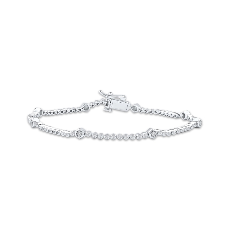 Main Image 1 of KAY Lab-Grown Diamonds Hexagon Station Bracelet 1/2 ct tw 10K White Gold 7.25&quot;