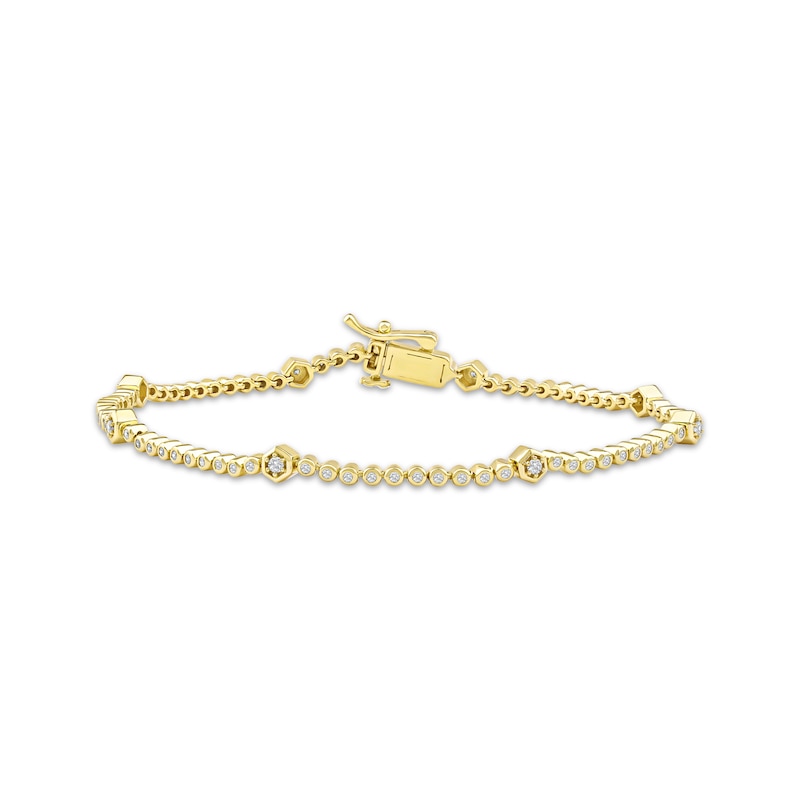 Main Image 1 of KAY Lab-Grown Diamonds Hexagon Station Bracelet 1/2 ct tw 10K Yellow Gold 7.25&quot;
