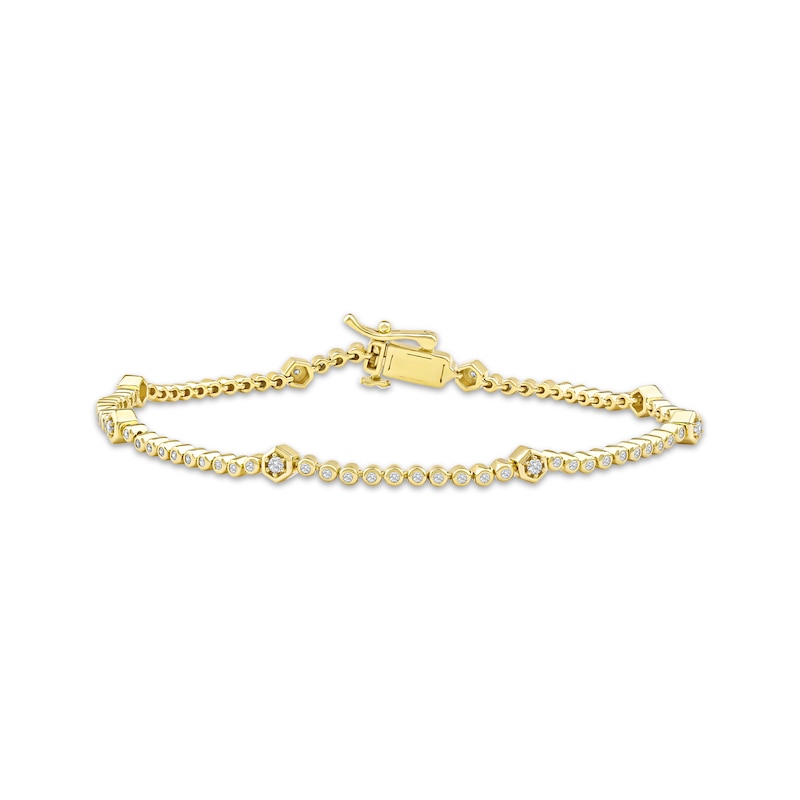 Lab-Created Diamonds by KAY Hexagon Station Bracelet 1/2 ct tw 10K Yellow Gold 7.25"