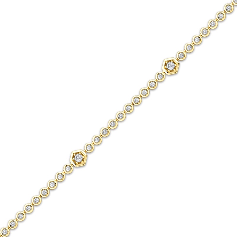 Main Image 2 of KAY Lab-Grown Diamonds Hexagon Station Bracelet 1/2 ct tw 10K Yellow Gold 7.25&quot;