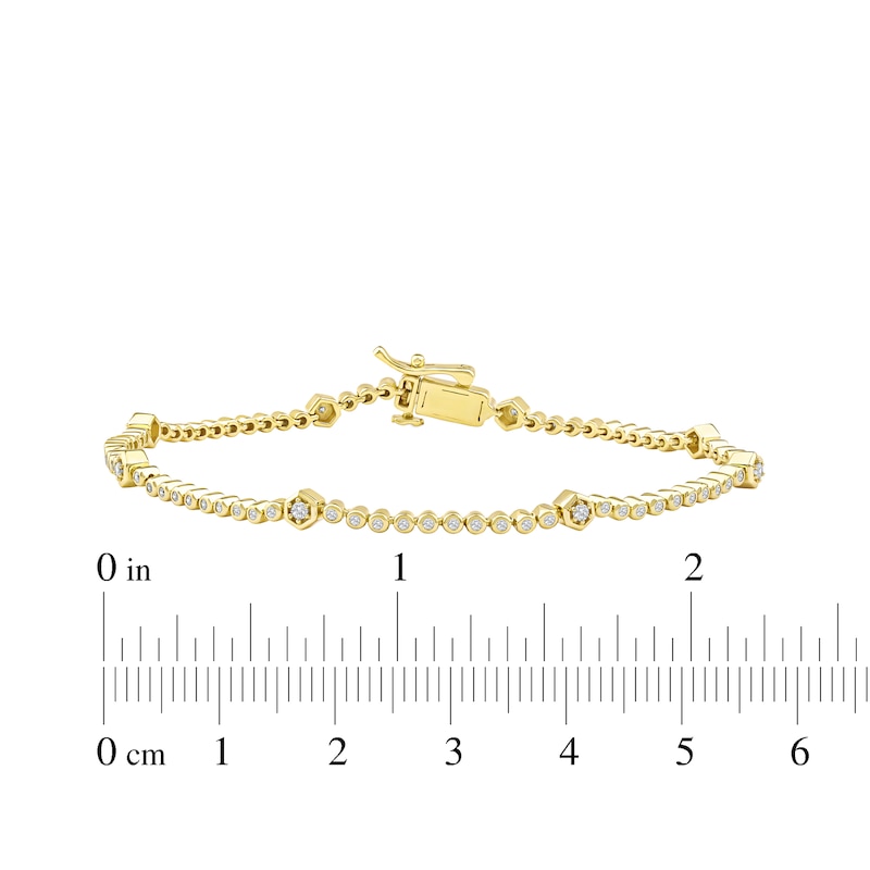 Main Image 5 of KAY Lab-Grown Diamonds Hexagon Station Bracelet 1/2 ct tw 10K Yellow Gold 7.25&quot;