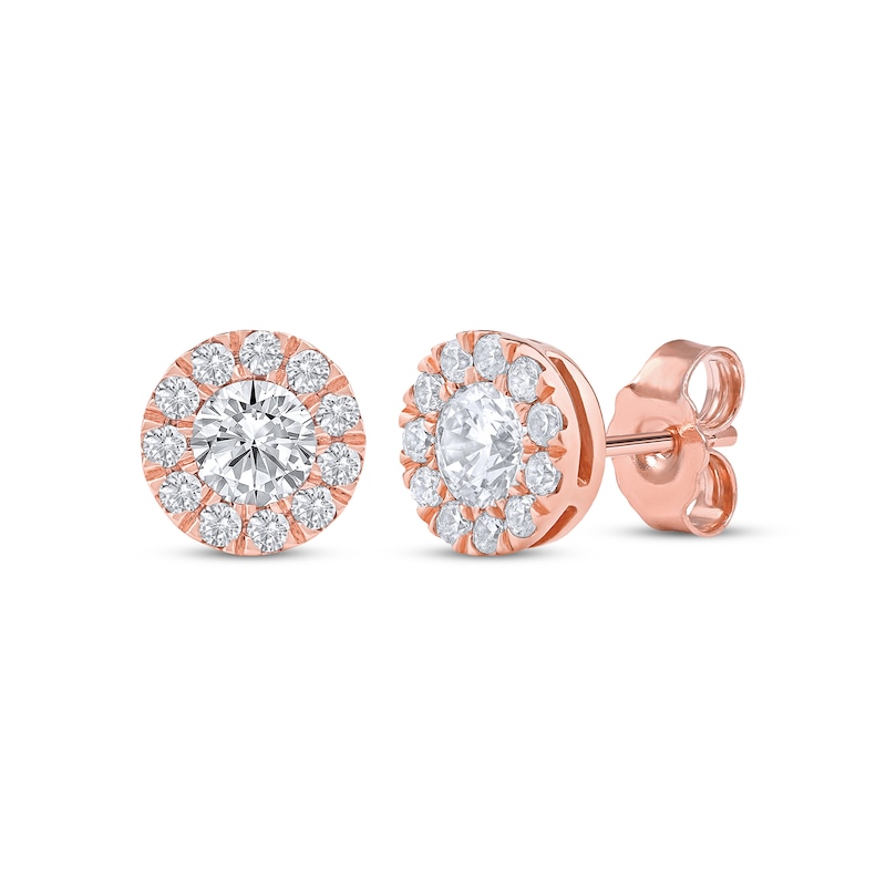 Main Image 1 of KAY Lab-Grown Diamonds Halo Stud Earrings 3/4 ct tw 10K Rose Gold
