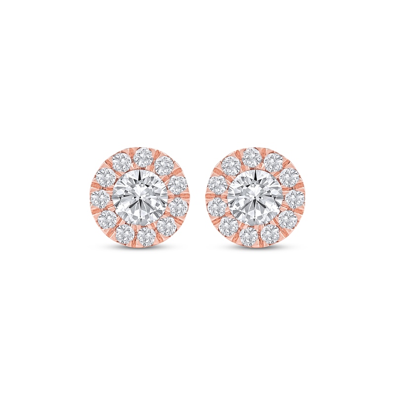 Main Image 2 of KAY Lab-Grown Diamonds Halo Stud Earrings 3/4 ct tw 10K Rose Gold