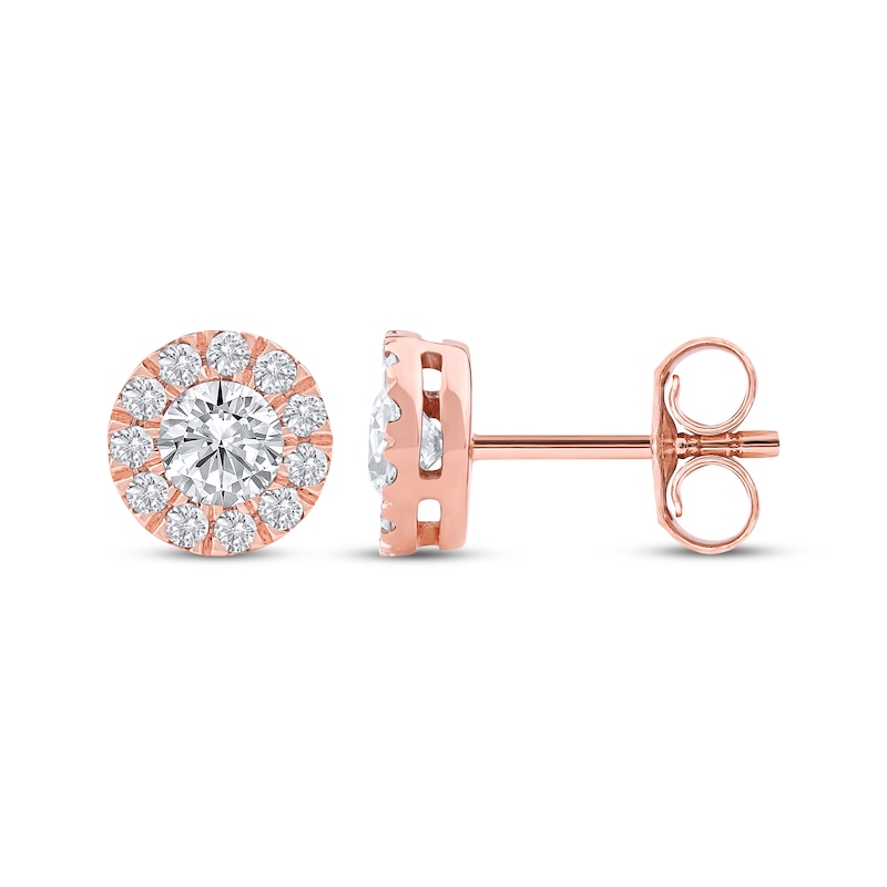 Main Image 3 of KAY Lab-Grown Diamonds Halo Stud Earrings 3/4 ct tw 10K Rose Gold
