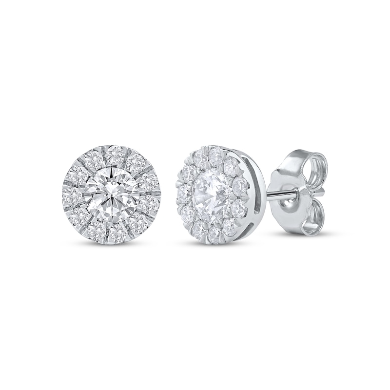 Main Image 1 of KAY Lab-Grown Diamonds Halo Stud Earrings 3/4 ct tw 10K White Gold