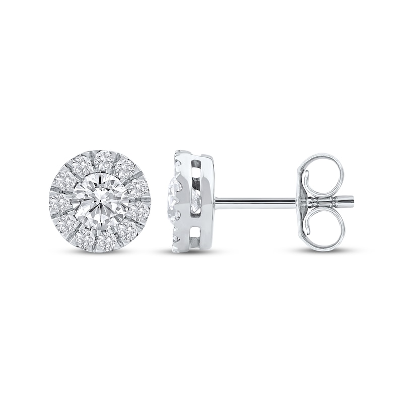 Main Image 3 of KAY Lab-Grown Diamonds Halo Stud Earrings 3/4 ct tw 10K White Gold