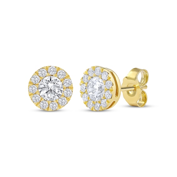 KAY Lab-Grown Diamonds Halo Stud Earrings 3/4 ct tw 10K Yellow Gold