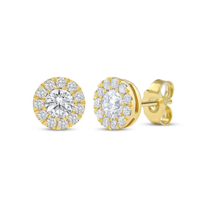 Main Image 1 of KAY Lab-Grown Diamonds Halo Stud Earrings 3/4 ct tw 10K Yellow Gold