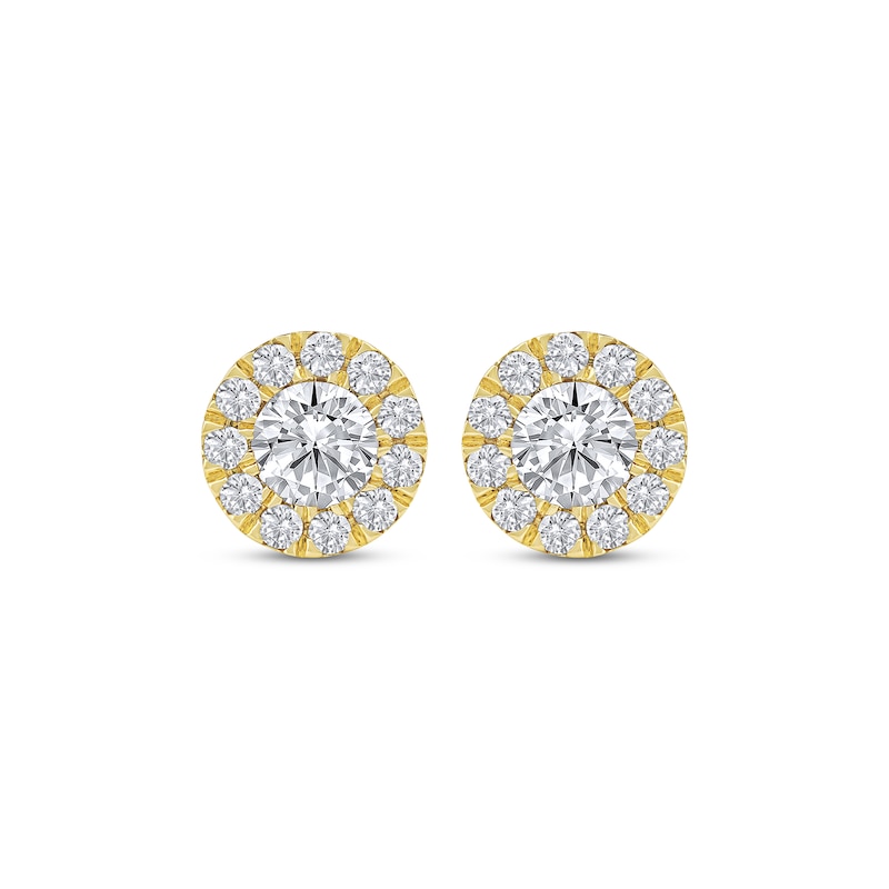 Main Image 2 of KAY Lab-Grown Diamonds Halo Stud Earrings 3/4 ct tw 10K Yellow Gold