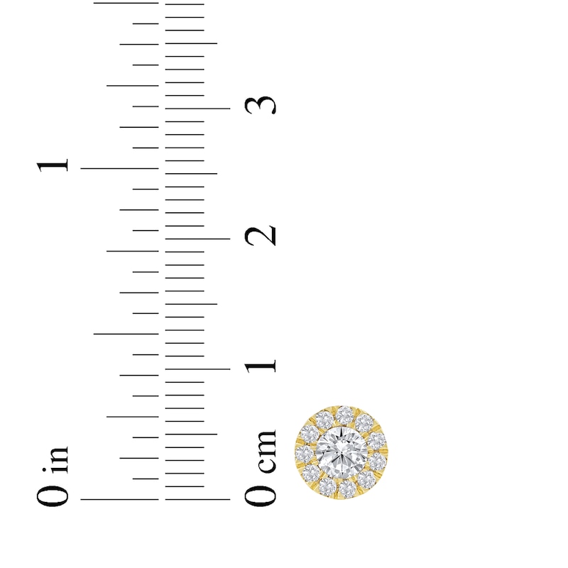 Main Image 5 of KAY Lab-Grown Diamonds Halo Stud Earrings 3/4 ct tw 10K Yellow Gold