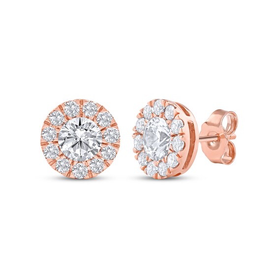 KAY Lab-Grown Diamonds Halo Stud Earrings 1-1/2 ct tw 10K Rose Gold