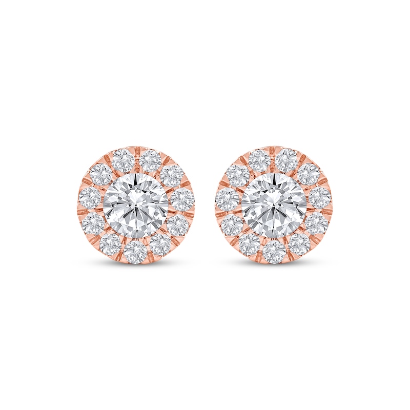 Main Image 2 of KAY Lab-Grown Diamonds Halo Stud Earrings 1-1/2 ct tw 10K Rose Gold
