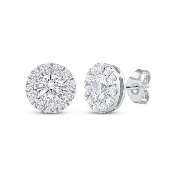 KAY Lab-Grown Diamonds Halo Stud Earrings 1-1/2 ct tw 10K White Gold