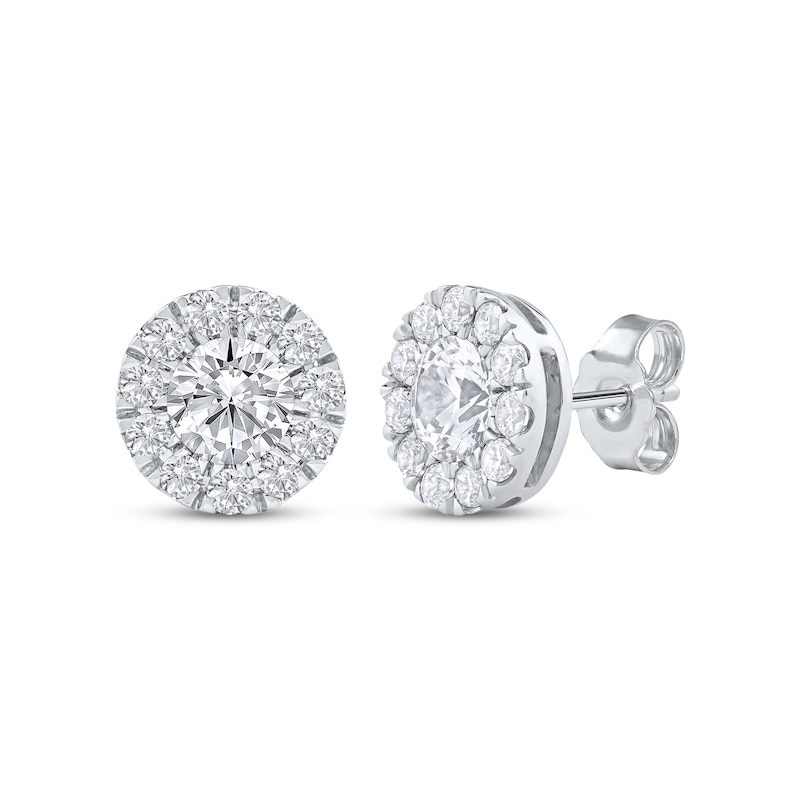 Main Image 1 of KAY Lab-Grown Diamonds Halo Stud Earrings 1-1/2 ct tw 10K White Gold