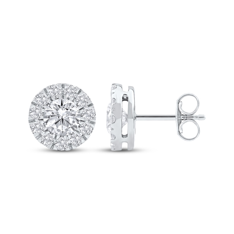 Main Image 3 of KAY Lab-Grown Diamonds Halo Stud Earrings 1-1/2 ct tw 10K White Gold
