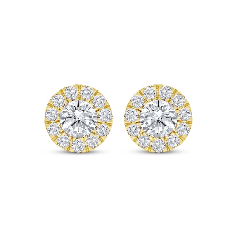 Main Image 2 of KAY Lab-Grown Diamonds Halo Stud Earrings 1-1/2 ct tw 10K Yellow Gold