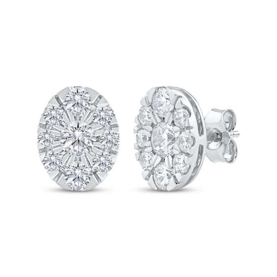 KAY Lab-Grown Diamonds Oval Halo Stud Earrings 2 ct tw 10K White Gold