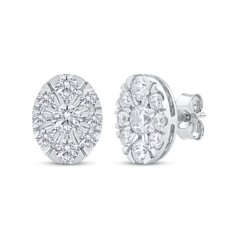 Main Image 1 of KAY Lab-Grown Diamonds Oval Halo Stud Earrings 2 ct tw 10K White Gold