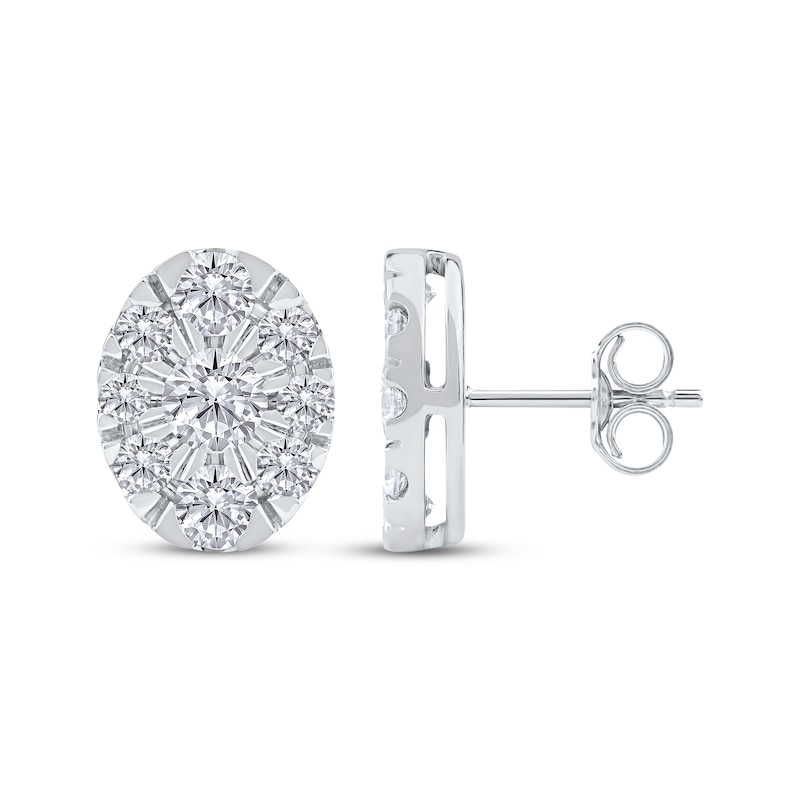Main Image 3 of KAY Lab-Grown Diamonds Oval Halo Stud Earrings 2 ct tw 10K White Gold